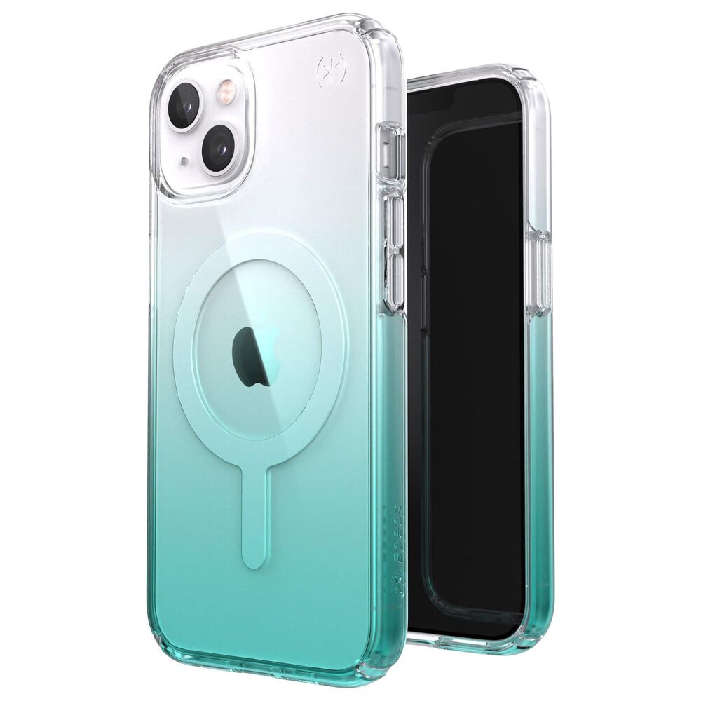 Speck Presidio Perfect Ombre MagSafe Case for Apple iPhone 13 in Clear and Fantasy Teal Fade, , large