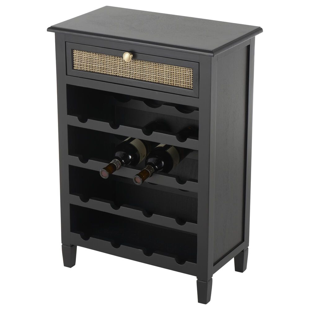 Maple and Jade 12-Bottle Storage Standing Wine Rack in Matte Black, Gold and Brown, , large
