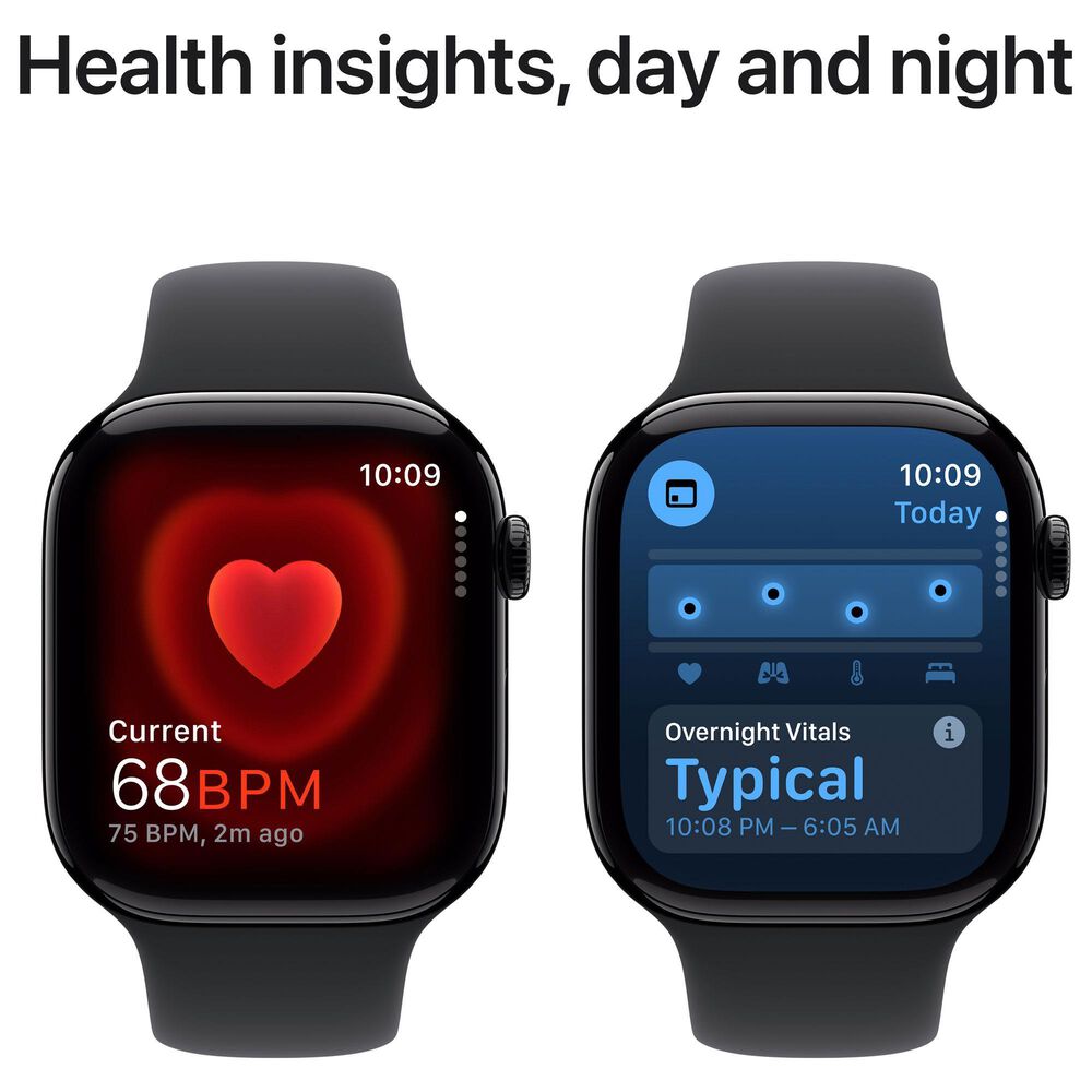 Apple Watch Series 10 GPS 46mm Jet Black Aluminum Case with Black Sport Band - M/L, , large