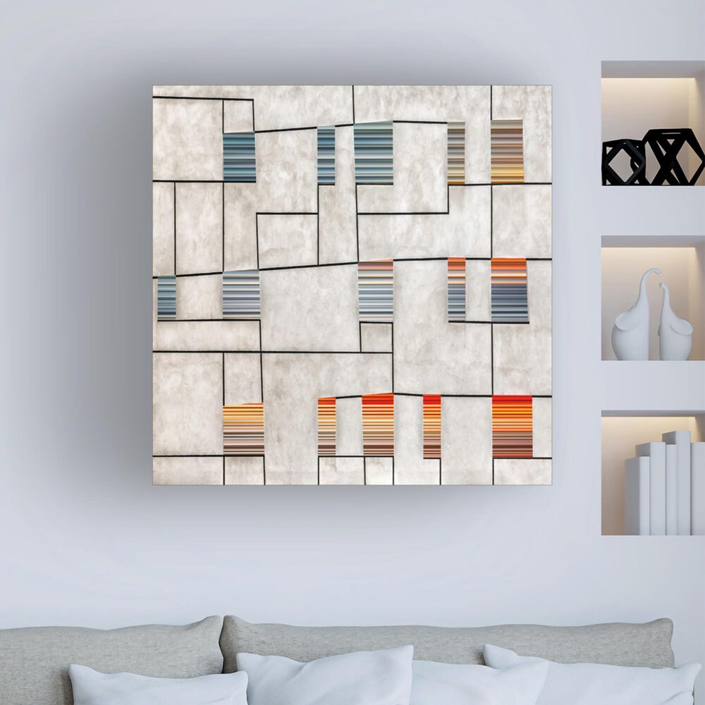 Timberlake Rainbow Shutters 24&quot; x 24&quot; Canvas Art in White/Gray/Blue, , large