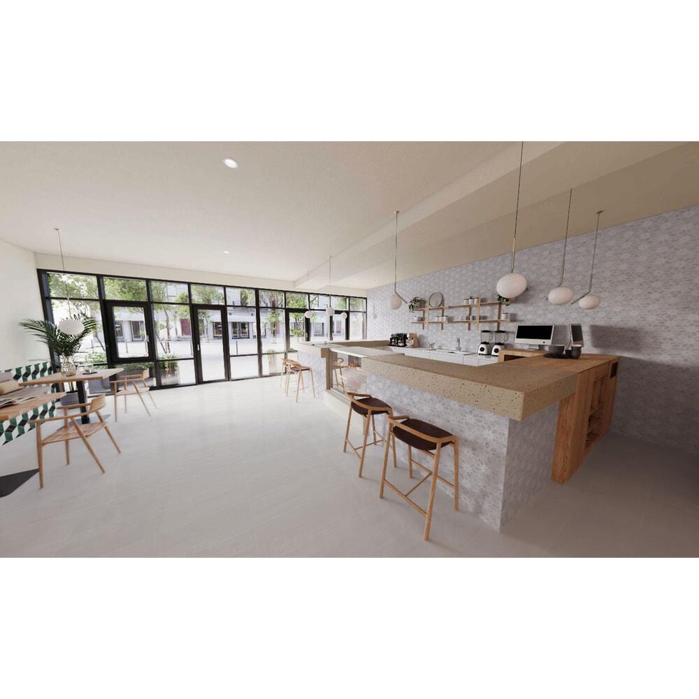 Soho Studio MJ Rain Flower White Carrara and White Thassos 12.4" x 14.13" Marble Mosaic Sheet, , large