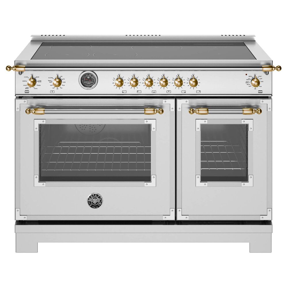 Bertazzoni Heritage Series 36" Dual Fuel Range with 6 Brass Burner in Stainless Steel and Gold, , large