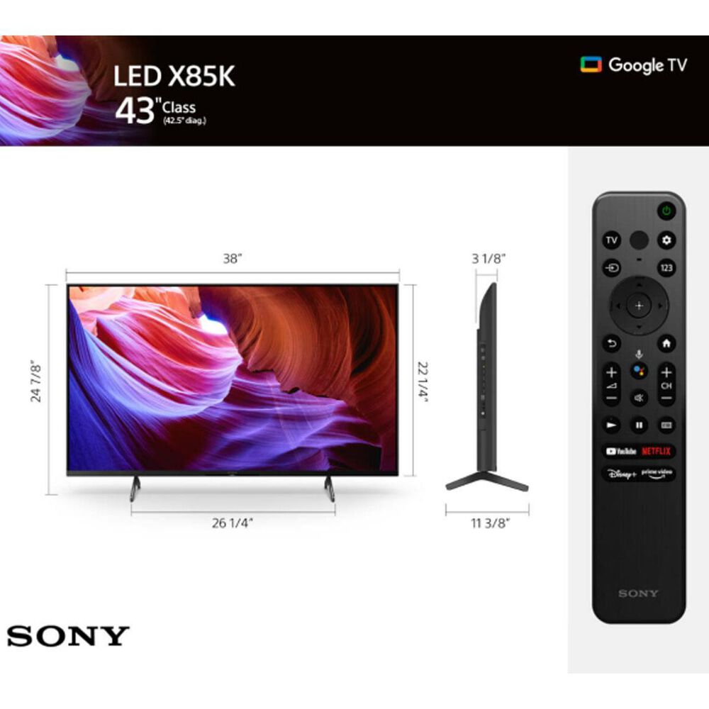 Sony 43" Class X85K 4K LED HDTV with HDR Smart Google TV Shop NFM