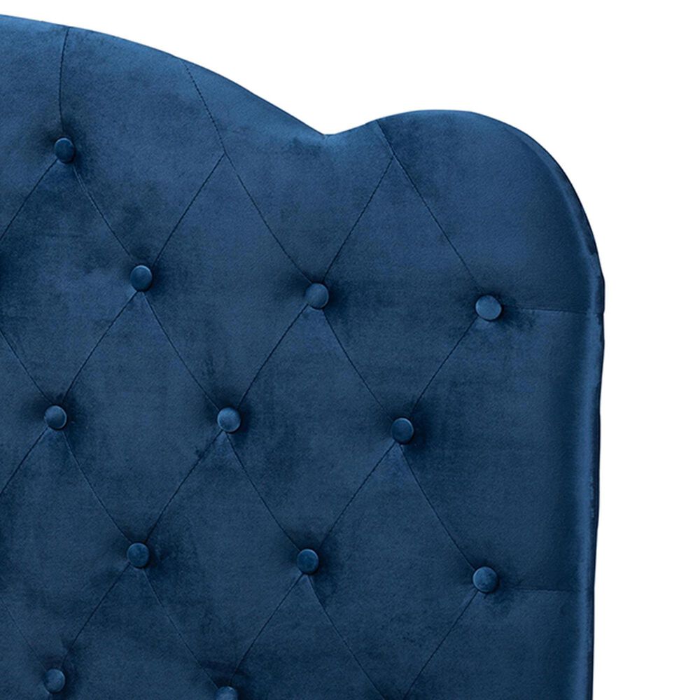 Baxton Studio Clovis Queen Upholstered Panel Headboard in Navy Blue, , large