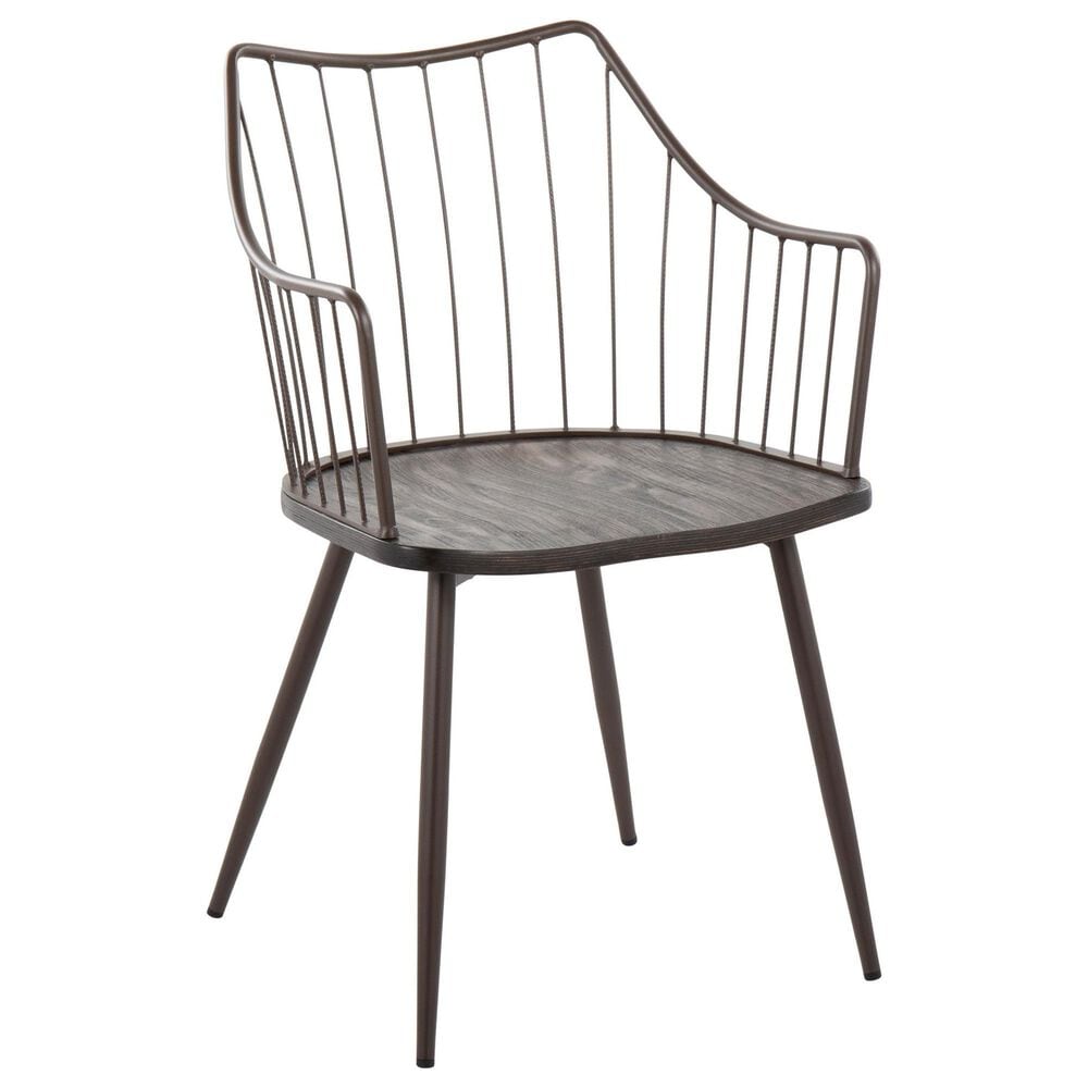 Lumisource Winston Arm Chair in Brown and Dark Walnut, , large