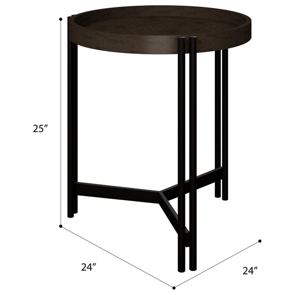Golden Wave Furniture Huron Round Side Table in Dark Brown and Black, , large
