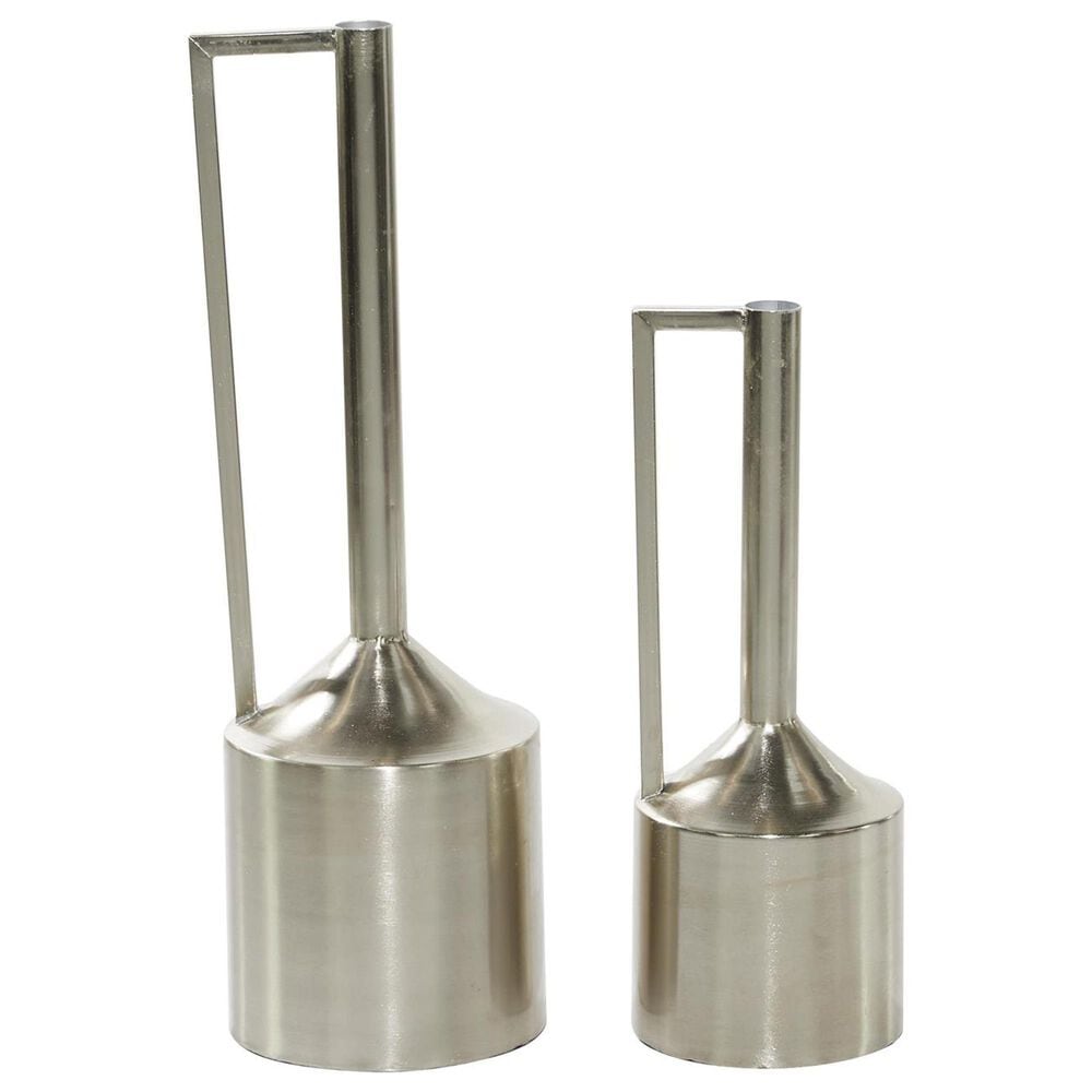 Maple and Jade 2-Piece Decorative Vase Set with Handles in Satin Silver, , large
