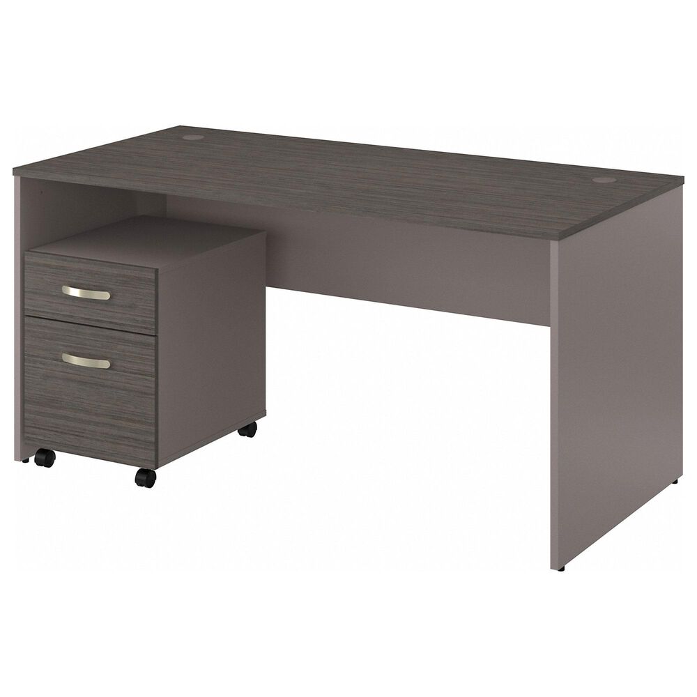 Bush 60" Desk with File in Cocoa/Pewter, , large