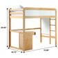Walker Edison Adyn Twin Loft Bunk Bed with Desk in Natural Pine, , large