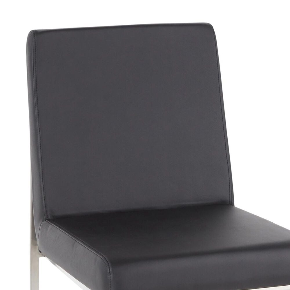 Lumisource Fuji Side Chair with Black Faux Leather Cushion in Brushed Stainless Steel &#40;Set of 2&#41;, , large