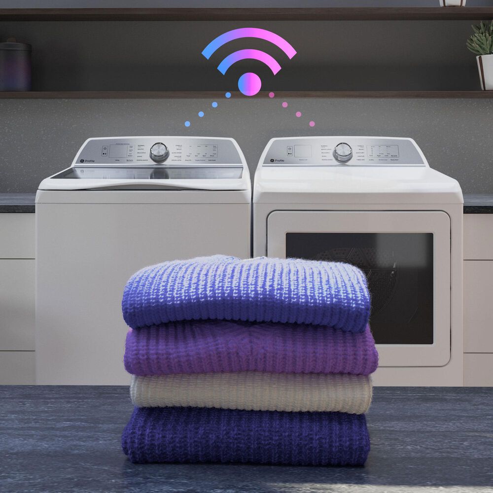 GE Profile 7.3 Cu. Ft. Smart Front Load Electric Dryer with Steam and Washer Link in Sapphire Blue, , large