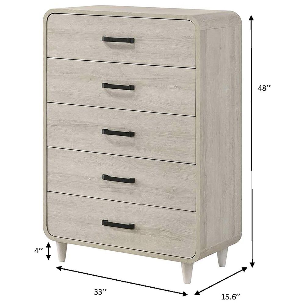Crown Mark Nyomi 5-Drawer Chest in White, , large