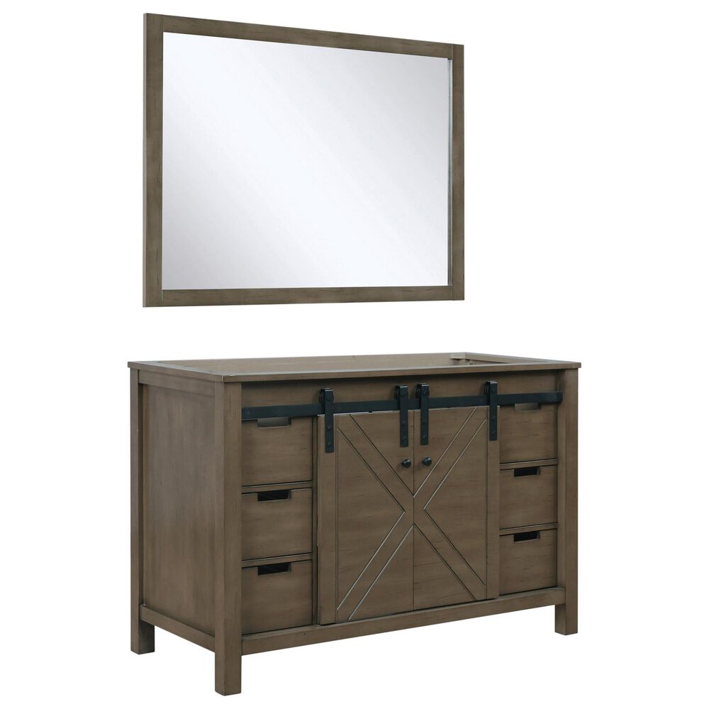 Lexora Home Marsyas 48" Single Bathroom Vanity and Mirror in Rustic Brown, , large