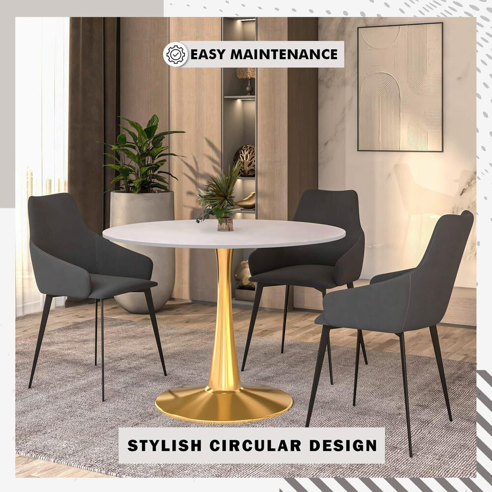 Leisuremod Leisuremod Bristol 35 round dining table Gold Base With White Top, , large