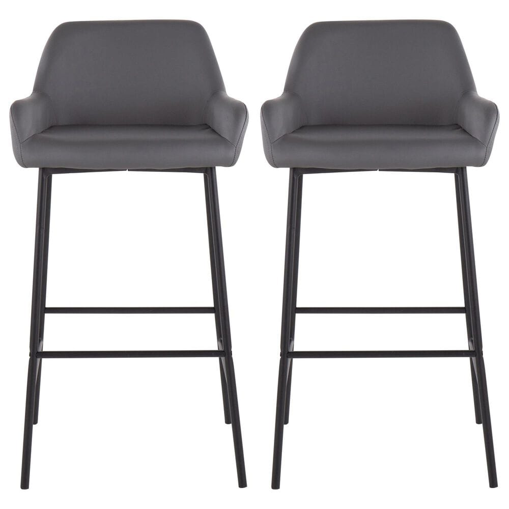 LumiSource Daniella Bar Stool with Grey Upholstery in Black (Set of 2), , large