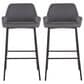 LumiSource Daniella Bar Stool with Grey Upholstery in Black (Set of 2), , large