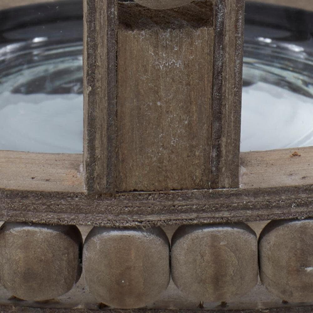 Maple and Jade Beaded Decorative Indoor/Outdoor Candle Lantern in Washed Brown and Clear, , large