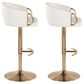 LumiSource Claire Swivel Adjustable Barstool with White Faux Leather Upholstery in Gold (Set of 2), , large