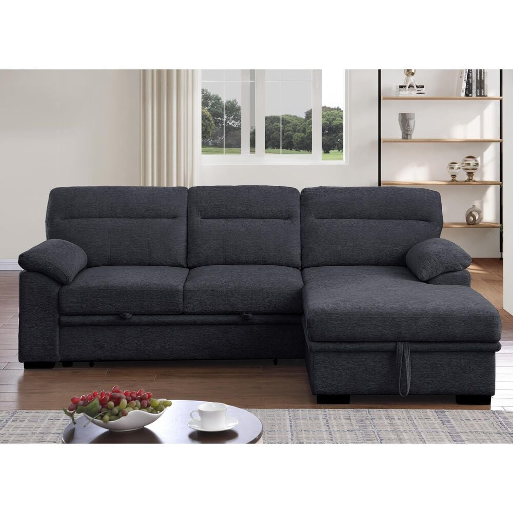Lilola Home Kipling II 92.5&quot; Stationary Sleeper Sofa in Dark Gray, , large