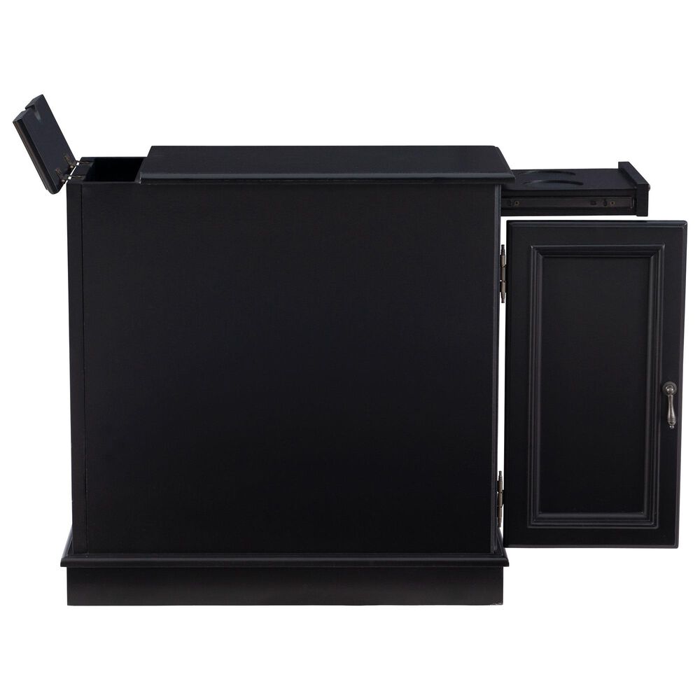 Linon Home Decor Barron Accent Table with USB Charging Station in Black, , large