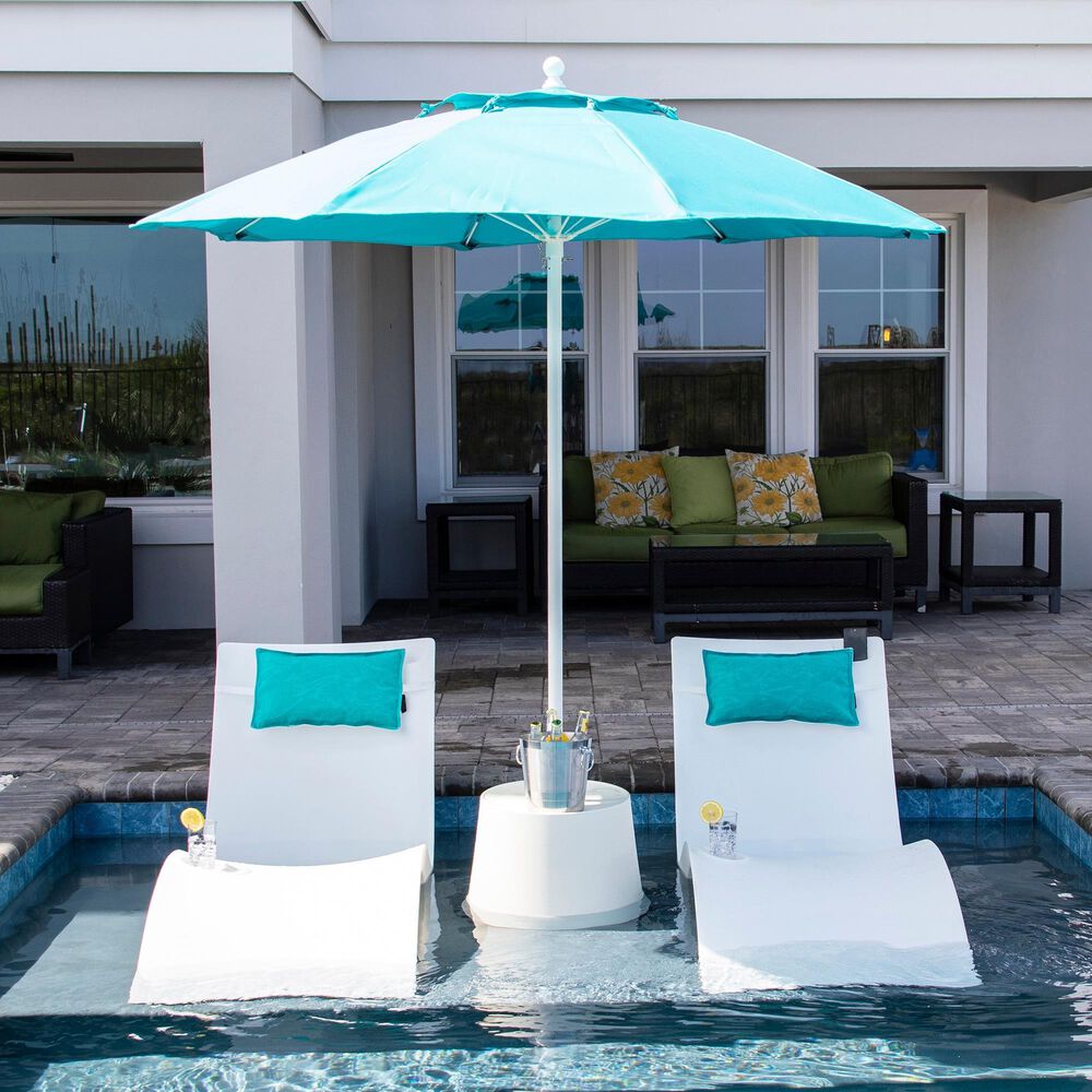 Floating Luxuries Side Table with Umbrella in White and Aruba, , large