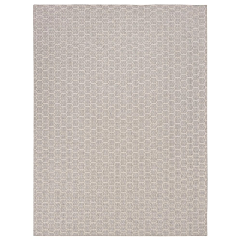 Nourison Twist Reversible 8" x 10" Grey Indoor/Outdoor Area Rug, , large