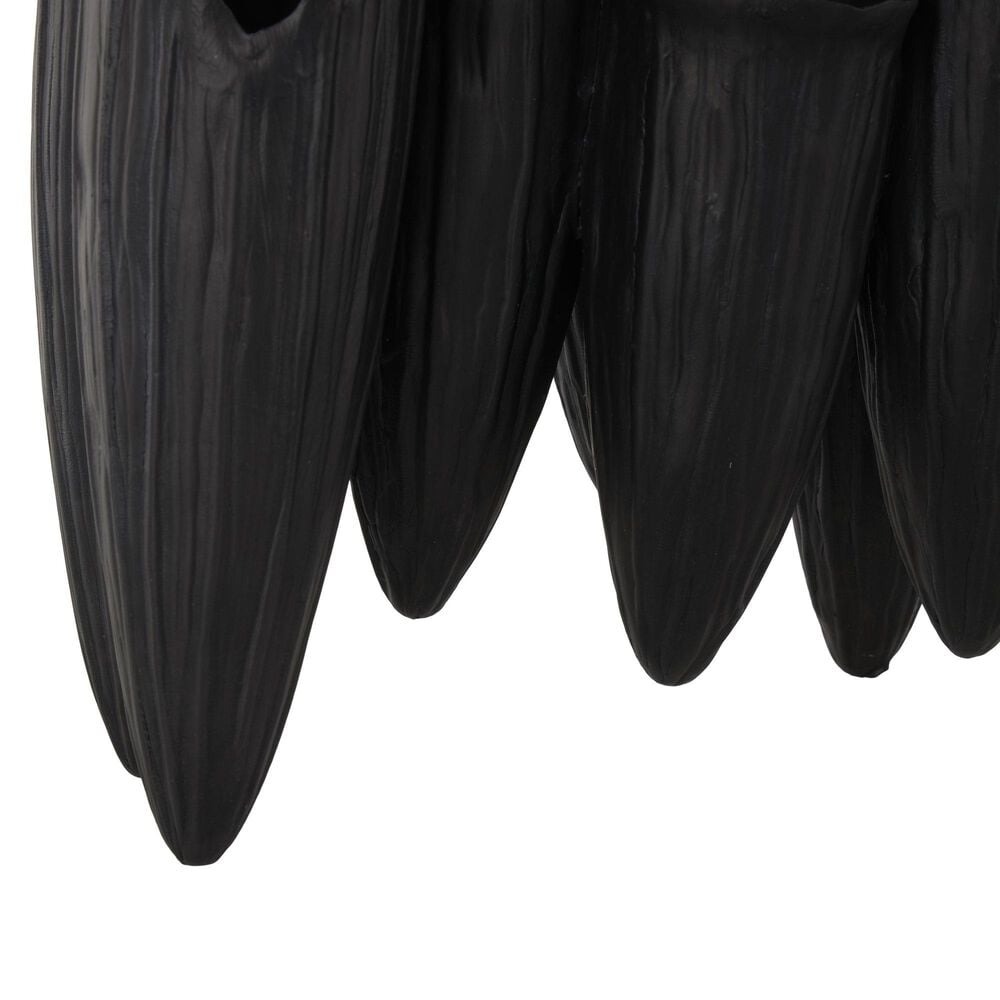Maple and Jade Floral Inspired Abstract Decorative Vase with Linear Grooves and 10 Openings in Sleek Black, , large