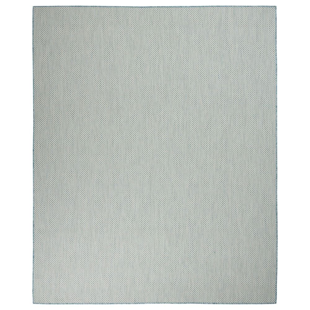 Nourison Courtyard Ivory and Aqua 8" x 10" Indoor/Outdoor Area Rug, , large