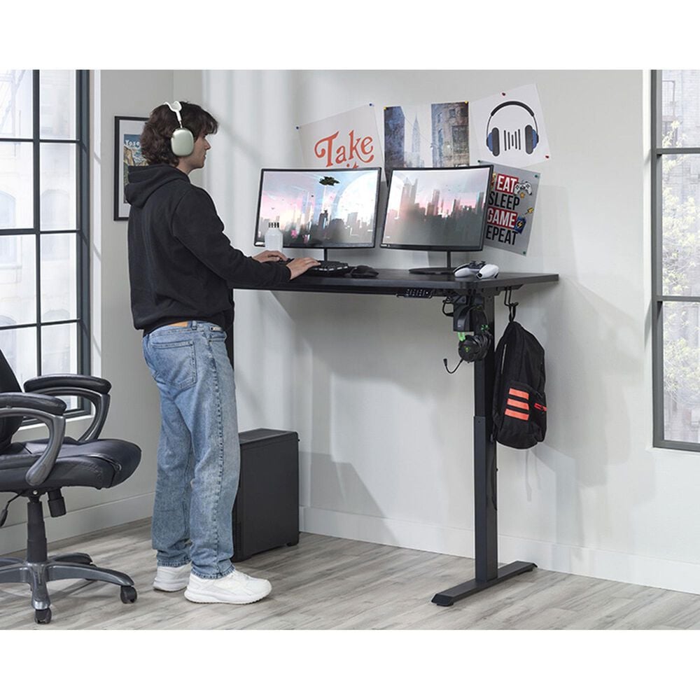 Sauder Adjustable Height Desk in Black, , large