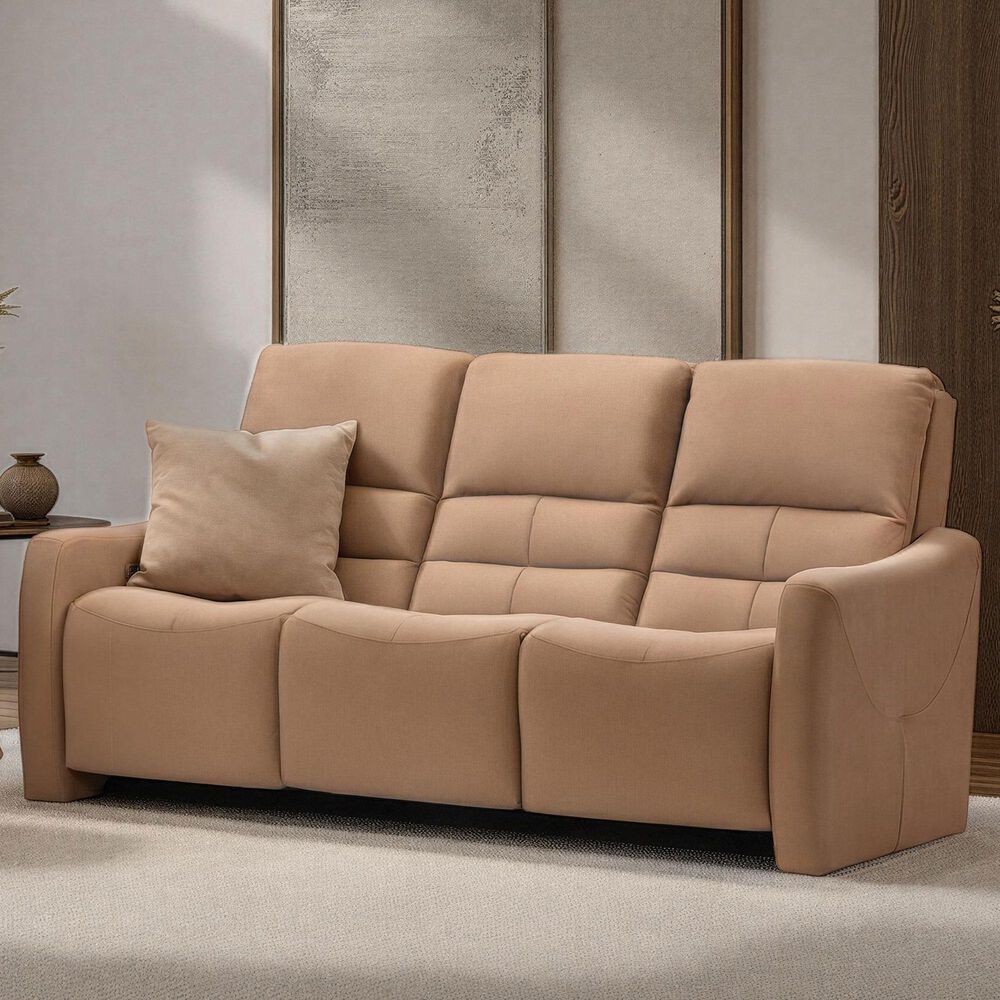 Elran Furniture Power Reclining Sofa with Power Headrests in Butternut, , large