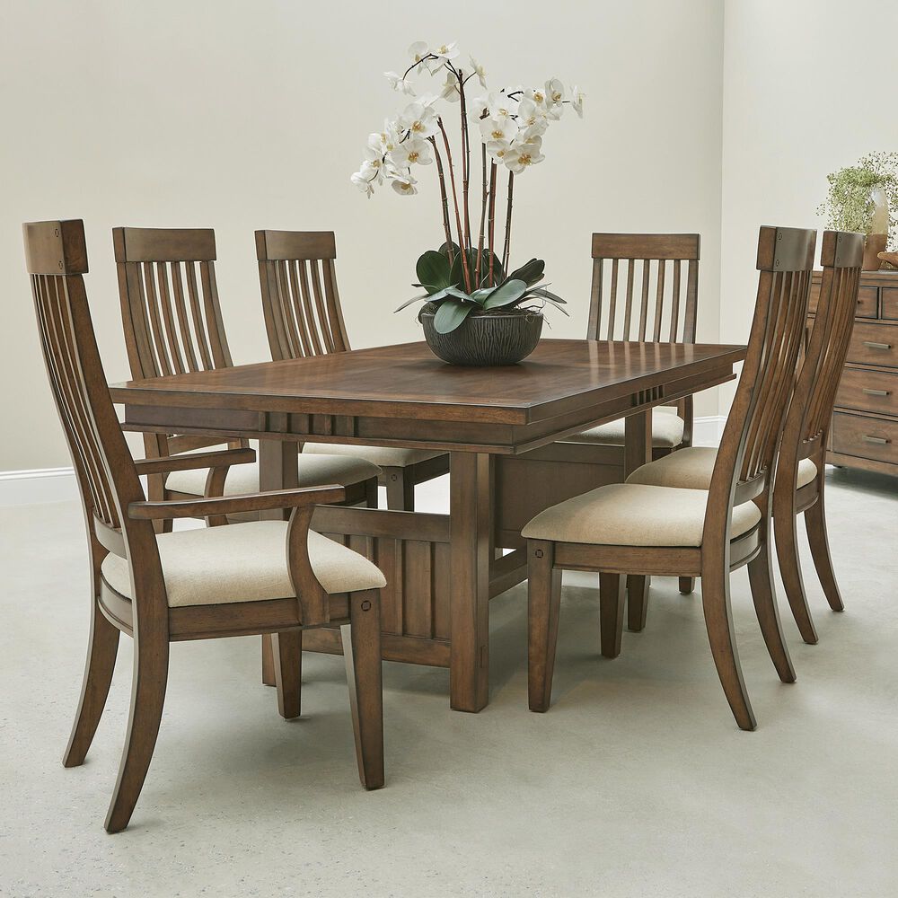 SAMUEL LAWRENCE Seneca Dining Table and 2 Arm Chairs 4 Side Chairs in Brown, , large