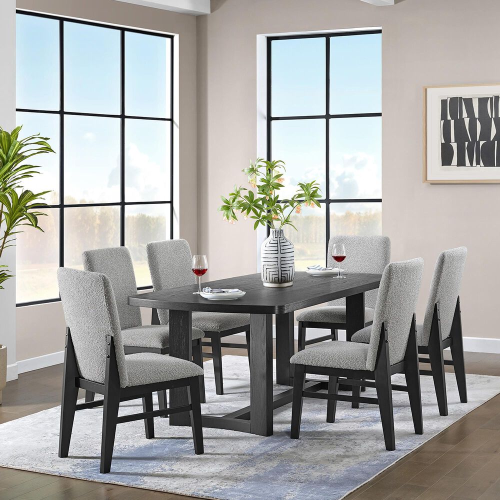 Mayberry Hill Portland Rectangular Trestle Dining Table in Black - Table Only, , large