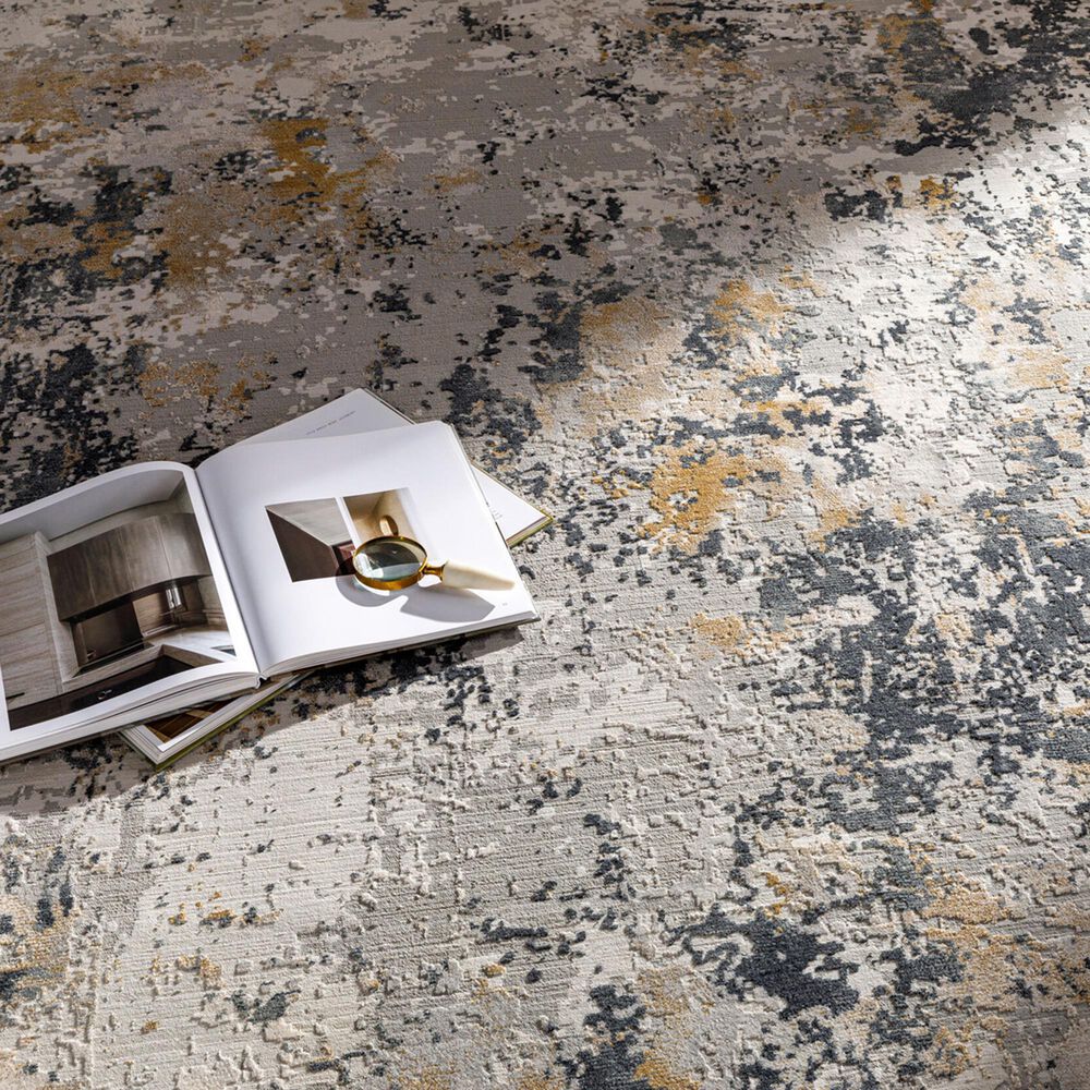 Surya Aisha Charcoal, Gray, Light Gray and Mustard 6&#39;7&quot; x 9&#39;6&quot; Area Rug, , large