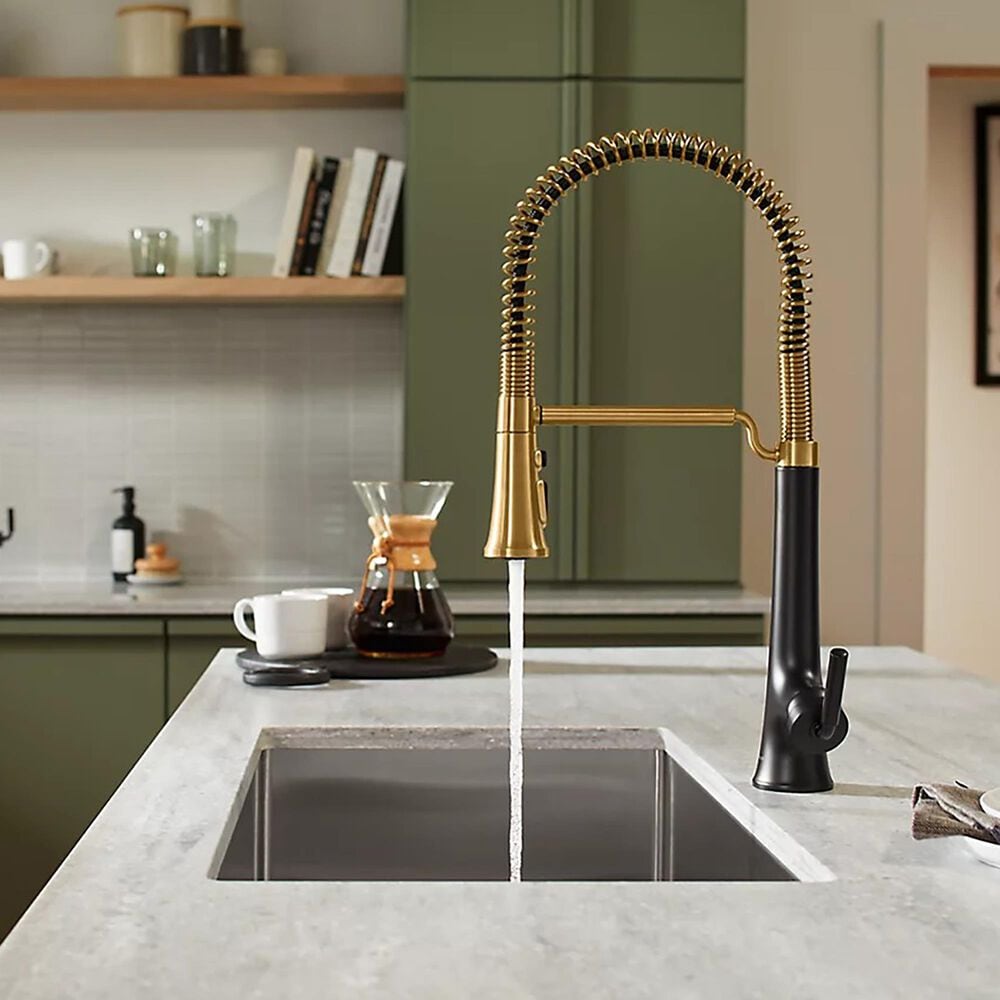Kohler Tone Semi-Professional Pull-Down Kitchen Sink Faucet in Vibrant Brushed Moderne Brass, , large
