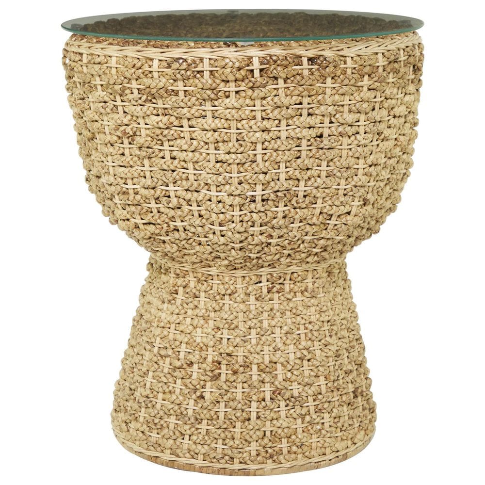 Maple and Jade Seagrass Handmade Woven End Table in Natural Brown, , large