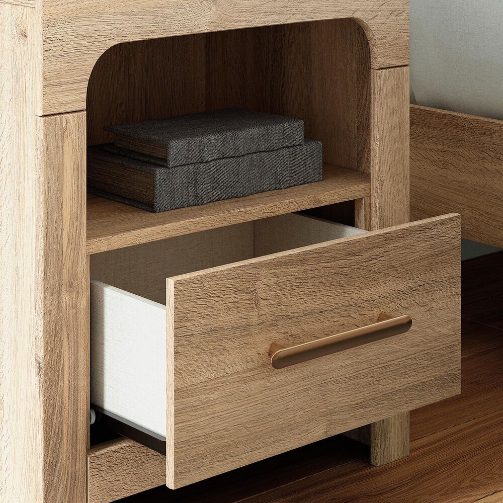 Ashley Kinlanni 1-Drawer Nightstand in Tan, , large