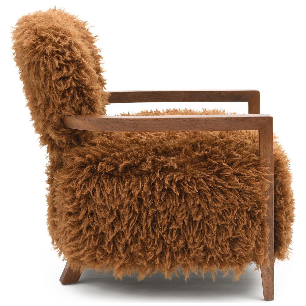 Furniture of America Lumir Long-Haired Accent Chair in Camel Brown, , large