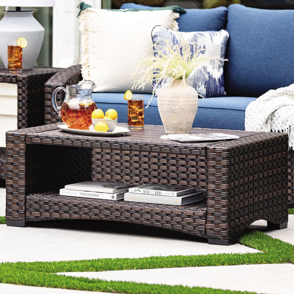 Ashley Windglow Patio Coffee Table in Brown, , large