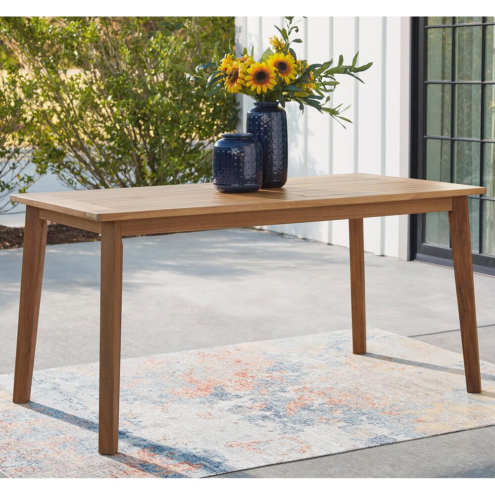 Ashley Janiyah Patio Dining Table in Light Brown, , large