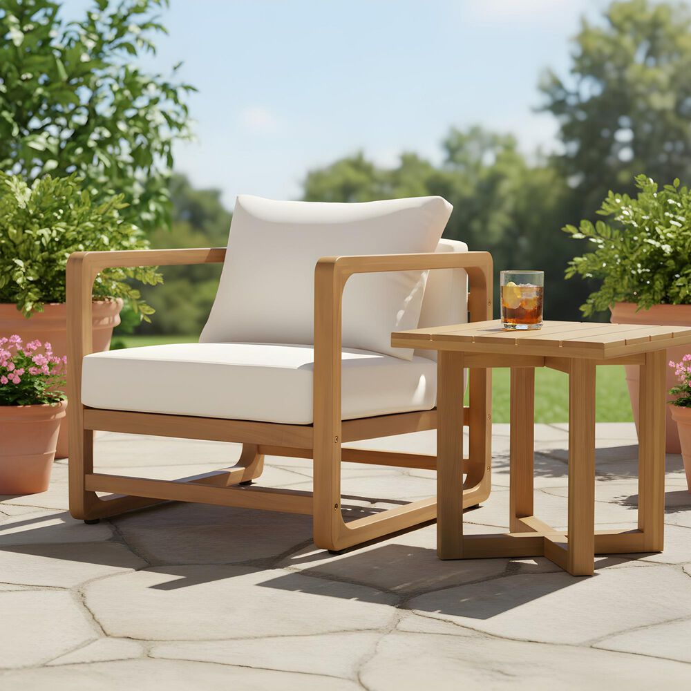 Hearth and Haven 2-Piece Patio Chat Set with Cross-Stretcher Base in Beige, , large