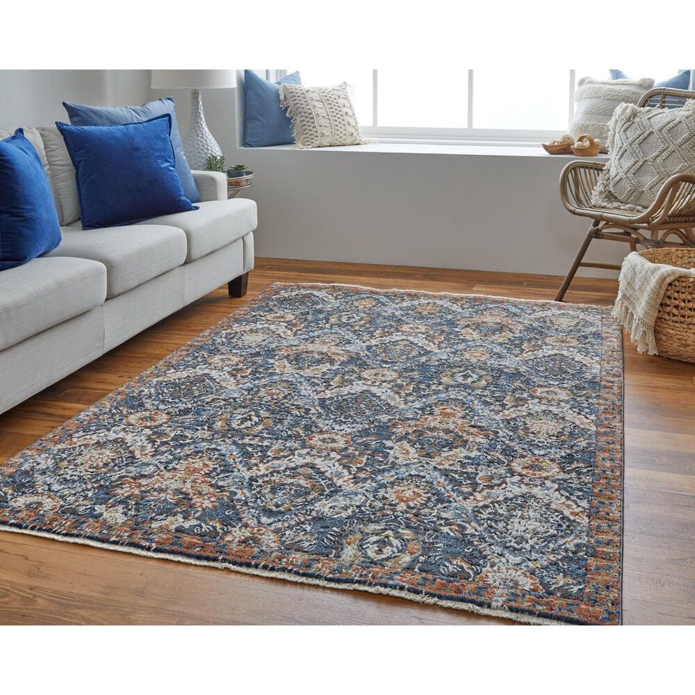 Feizy Kaia 3&#39; x 5&#39; Navy and Blue Area Rug, , large
