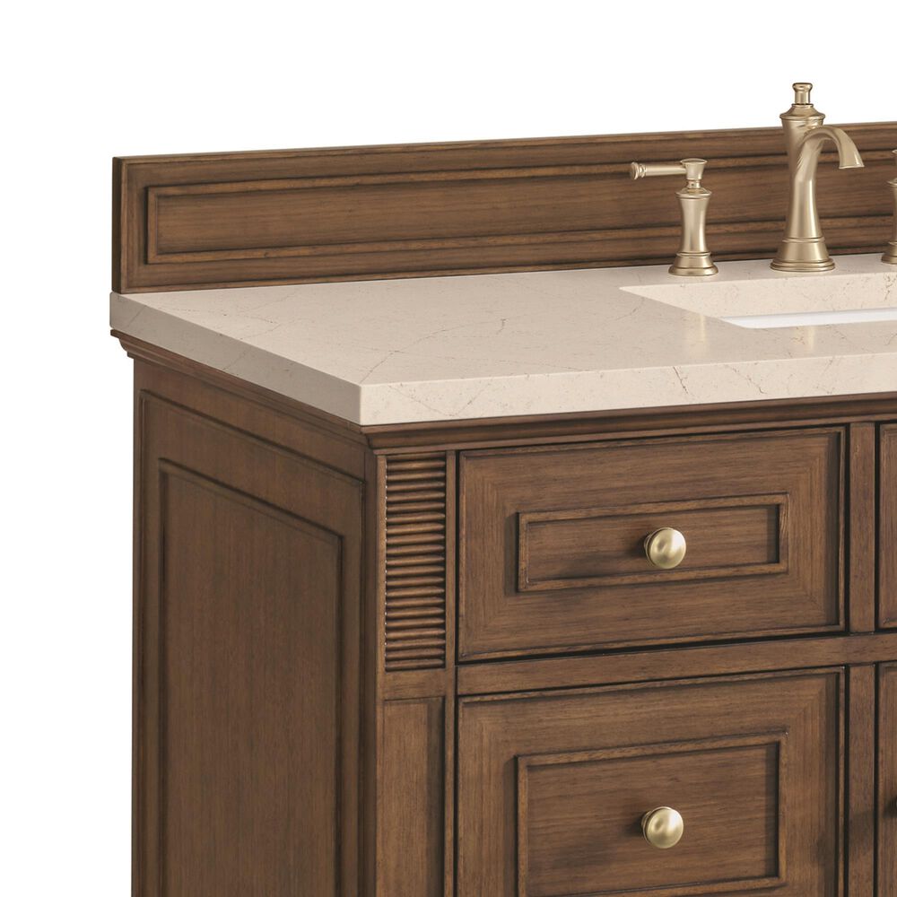 James Martin Vanities Lorelai 48&quot; Single Vanity in Mid-Century Walnut with 3 cm Eternal Marfil Quartz Top, , large