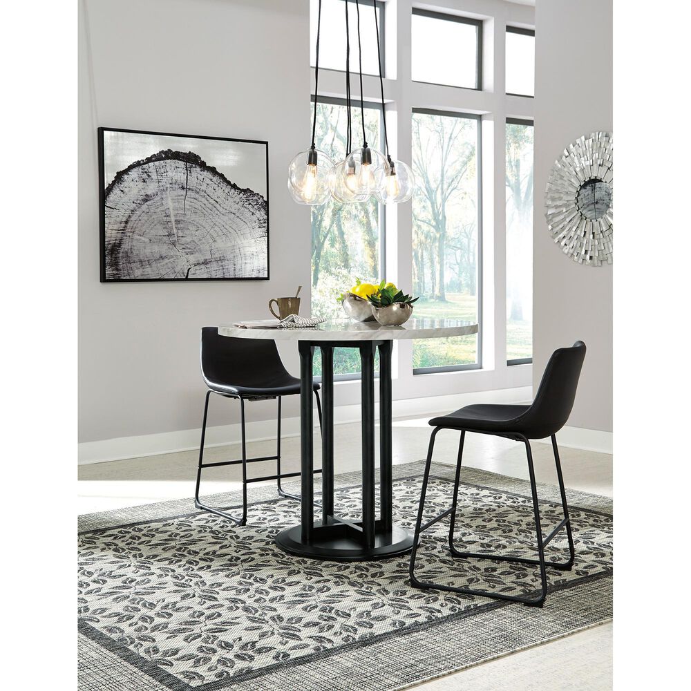 Ashley Centiar 24&quot; Upholstered Counter Stool in Black Faux Leather, , large