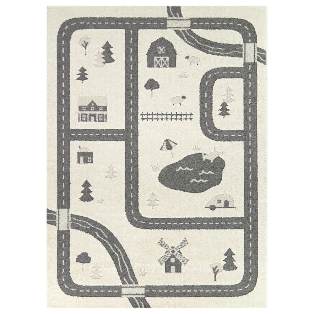 Balta Rugs Country Roads Map 4"4" x 6" Cream Kids Area Rug, , large