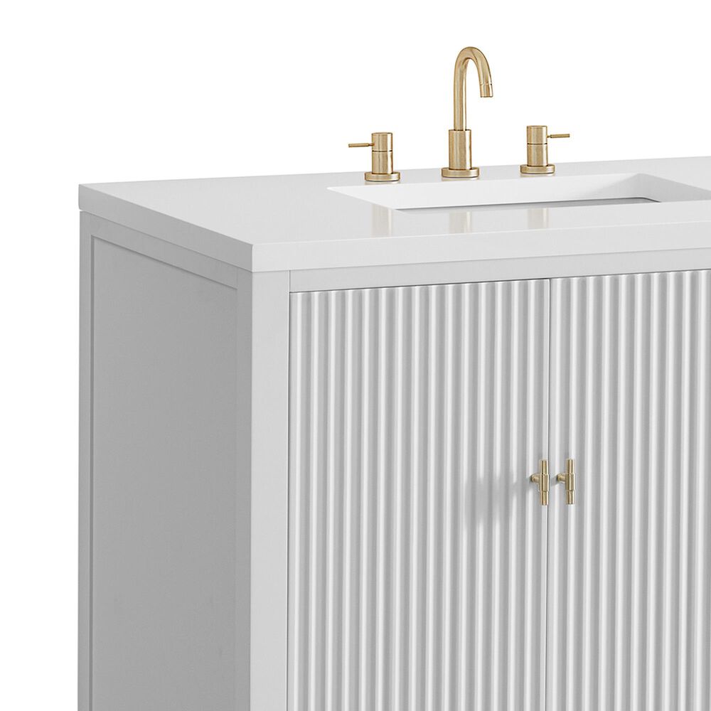 James Martin Vanities Myrrin 72&quot; Double Vanity in Bright White with 3 cm White Zeus Quartz Top, , large