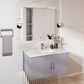 Lexora Home Geneva 36" Single Bathroom Vanity in Dark Grey with 2 cm White Carrara Marble Top and Rectangular Sink, , large