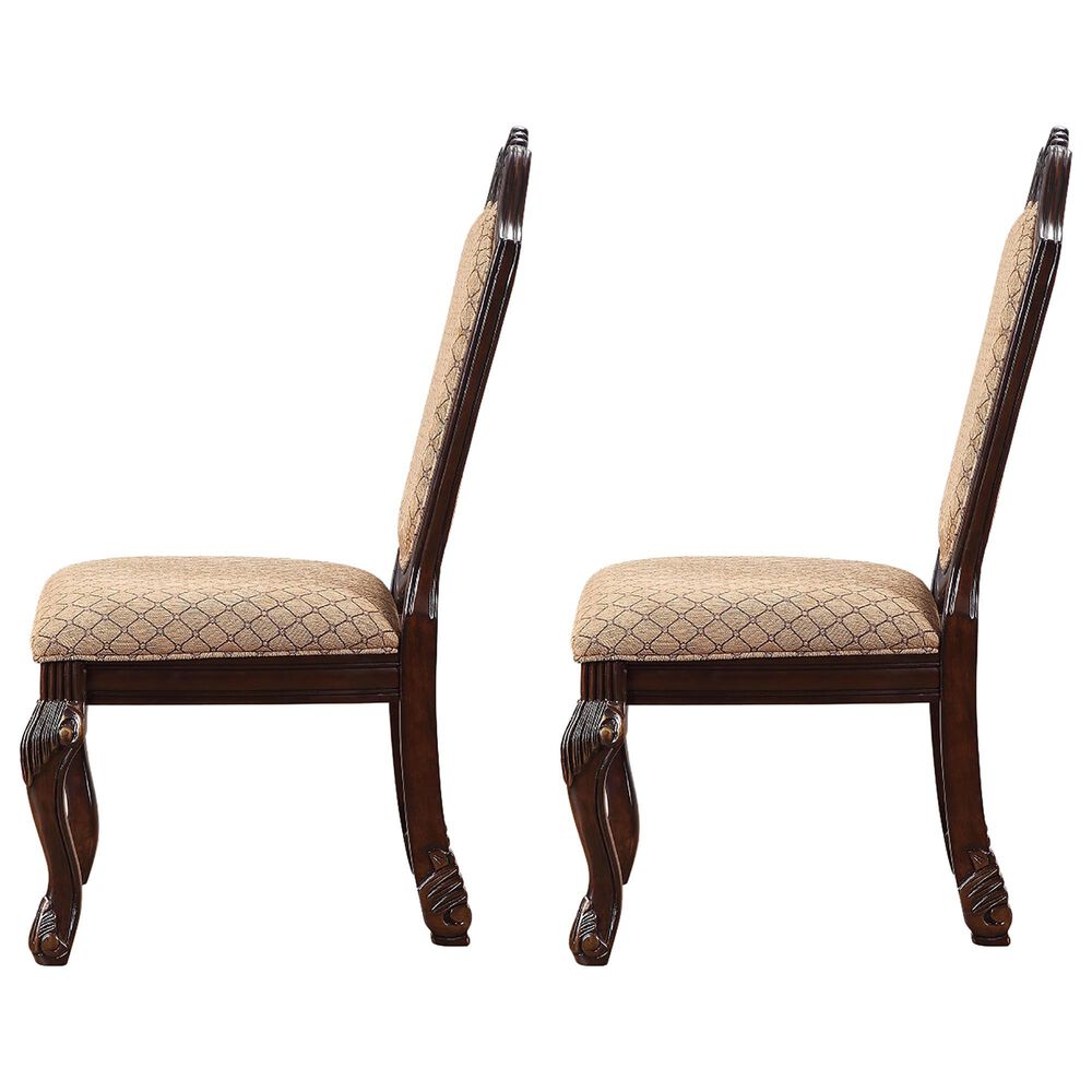 HOMLUX Chateau De Ville Side Chair with Diamond Pattern Fabric Upholstery in Espresso (Set of 2), , large