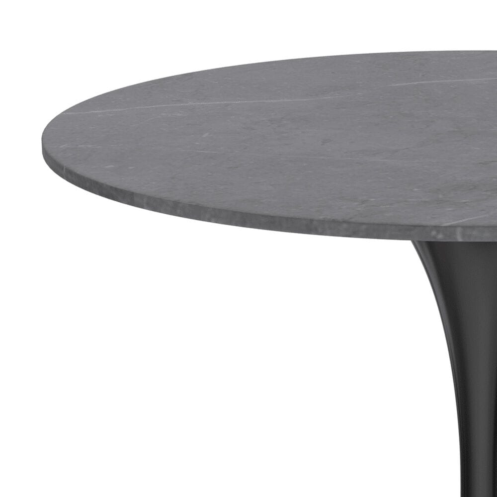 Leisuremod LeisureMod Verve Collection 36 Round Dining Table, Black Base with Sintered Stone Grey Top, , large