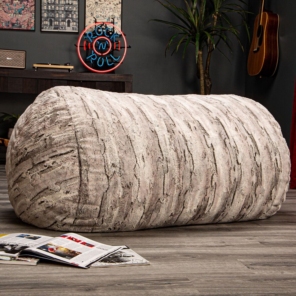 Jaxx Saxx 4&#39; Bean Bag Sofa Lounger in Silver Fox, , large