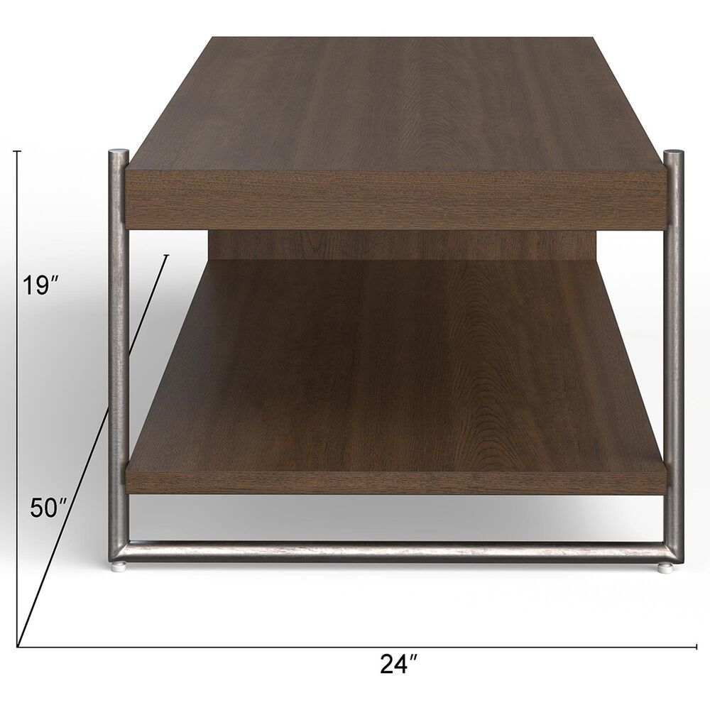 Nicolette Home Baxton Cooktail Table in Sienna Ridge and Brushed Pewter, , large